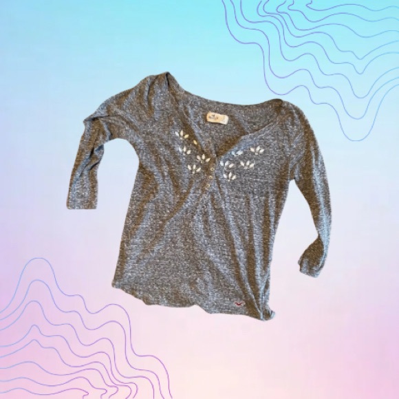 HOLLISTER Size Small Gray Embroidered Long - Picture 1 of 4
